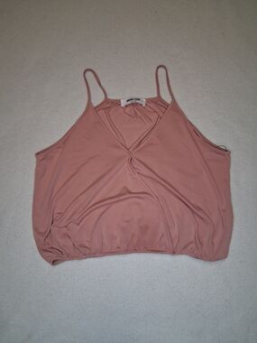 Double Zero Dusty Rose Twist-Front Cropped Cami